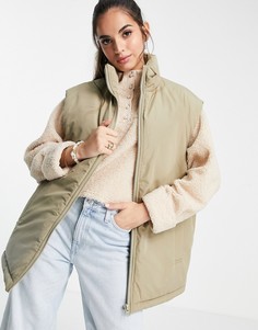 Светло-бежевый дутый oversized-жилет ASOS DESIGN-Черный цвет