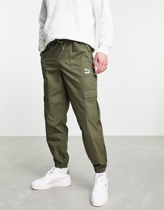 Брюки карго цвета хаки Puma Classics-Зеленый цвет