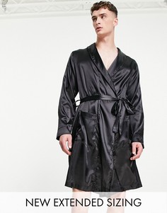 Черный атласный халат от комплекта ASOS DESIGN-Черный цвет