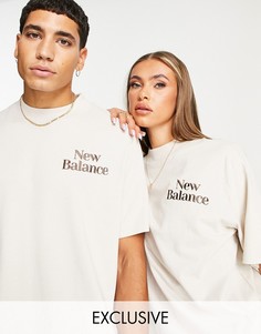 Футболка бежевого и коричневого цвета New Balance Cookie-Светло-бежевый цвет