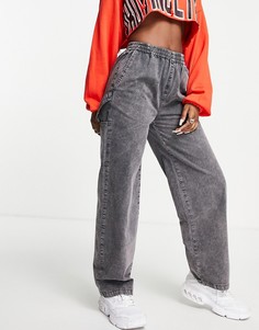Темно-серые брюки без застежки с петлей ASOS DESIGN-Серый