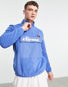 Голубой флисовый топ с короткой молнией Topman Ellesse