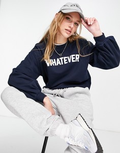 Темно-синий свитер с надписью Vero Moda FRSH WHATEVER