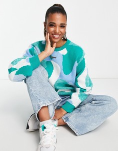 Oversized-джемпер с абстрактным узором ASOS DESIGN-Зеленый цвет