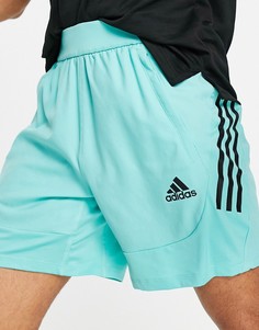 Мятные шорты с 3 полосками adidas Training Aeroready-Зеленый цвет