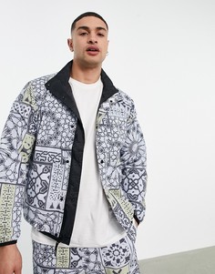 Двухсторонняя куртка черного цвета и в стиле пэчворк Obey-Черный цвет