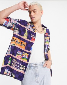 Черная рубашка с принтом товаров в магазине Vintage Supply-Черный цвет