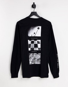 Черный лонгслив с принтом на спинке Vans Snapshots-Черный цвет