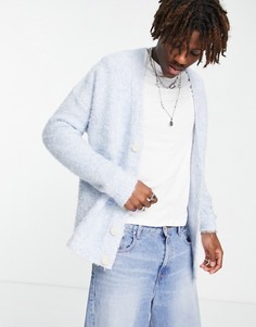 Голубой кардиган из мягкой плюшевой пряжи ASOS DESIGN
