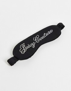 Атласная черная маска для сна с логотипом из стразов Juicy Couture-Черный цвет
