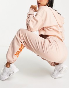 Розовые джоггеры свободного кроя с контрастным логотипом Les Girls Les Boys-Розовый цвет