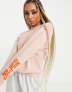 Розовый свитшот с контрастным логотипом Les Girls Les Boys-Розовый цвет