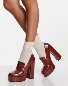 Светло-коричневые лоферы на платформе ASOS DESIGN Pippin-Коричневый цвет