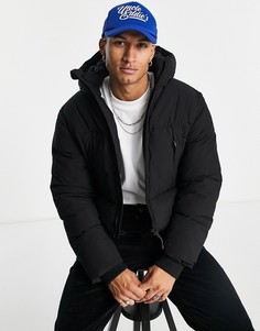 Черный пуховик с капюшоном ASOS DESIGN-Черный цвет