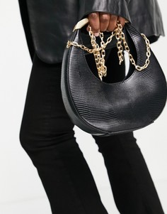 Изогнутая черная сумка на плечо с золотистой цепочкой ALDO Sevaymma-Черный цвет