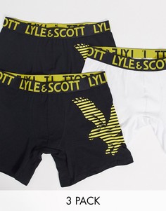Набор из 3 боксеров-брифов с логотипом (черные/белые) Lyle & Scott-Мульти