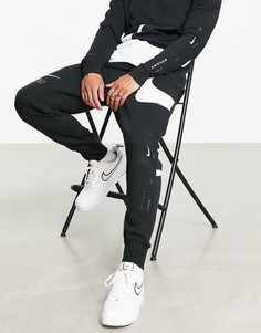 Черные флисовые джоггеры с логотипом-галочкой Nike-Черный цвет