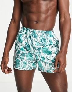 Атласные боксеры с выбеленным принтом ASOS DESIGN-Разноцветный