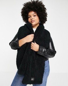 Черный шарф в стиле oversized из искусственного меха UGG-Черный цвет