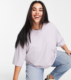 Нежно-сиреневая футболка в стиле "super oversized" с разрезами по бокам ASOS DESIGN Curve-Фиолетовый цвет