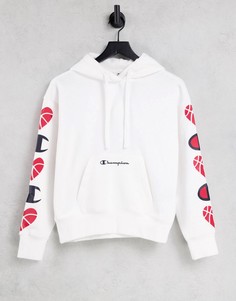 Белый худи с принтом сердца Champion