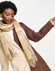 Бежевый шарф с кисточками в клетку Boardmans-Светло-бежевый цвет