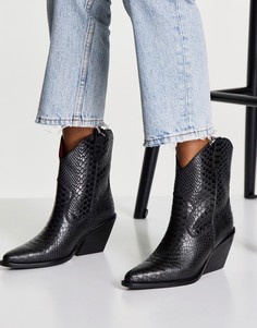 Черные кожаные ботинки на каблуках в стиле вестерн Bronx-Черный цвет