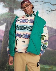 Плюшевый oversized-свитшот с короткой молнией и сплошным ацтекским принтом ASOS DESIGN-Разноцветный