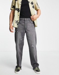 Мешковатые джинсы выбеленного черного цвета с потертостями и рваными краями ASOS DESIGN-Черный цвет