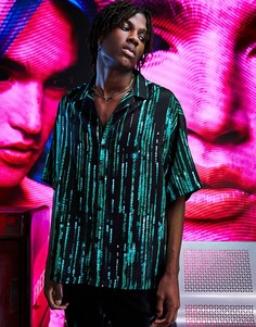 Атласная свободная рубашка ASOS DESIGN Matrix-Черный цвет