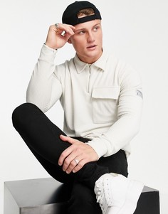 Светло-бежевое вельветовое поло Topman-Светло-бежевый цвет