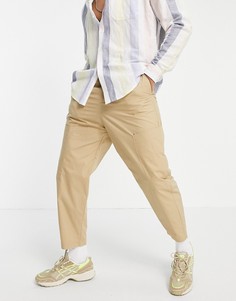 Бежевые свободные брюки с карманом Bershka-Светло-бежевый цвет