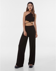 Черный комбинезон с вырезами Bershka-Черный цвет