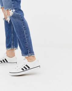 Белые кроссовки с черными вставками adidas Originals Nizza-Белый