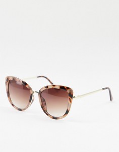 Коричневые солнцезащитные очки в крупной оправе «кошачий глаз» с металлическими дужками ALDO Puthiel-Коричневый цвет