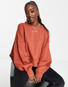 Коричневый меланжевый укороченный свитшот из флиса Nike Lounge Essential-Коричневый цвет