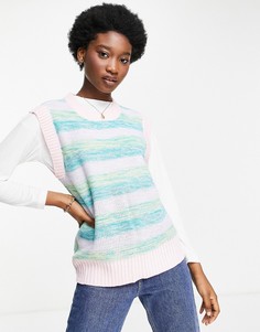 Вязаный oversized-жилет в винтажную полоску Wednesdays Girl-Разноцветный