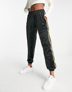 Черные спортивные штаны из велюра с тремя полосами adidas Originals-Черный цвет
