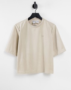 Бежевая футболка из велюра adidas Originals-Светло-бежевый цвет