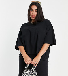 Черная футболка в стиле super oversized с разрезом сбоку ASOS DESIGN Curve-Черный цвет