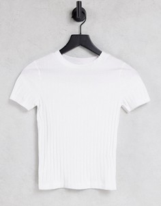 Зауженная белая футболка в рубчик ASOS DESIGN-Белый