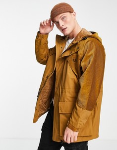 Темно-коричневая куртка с капюшоном и вставкой из вельвета Fred Perry-Коричневый цвет