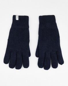 Темно-синие перчатки из смесовой шерсти Selected Homme-Темно-синий