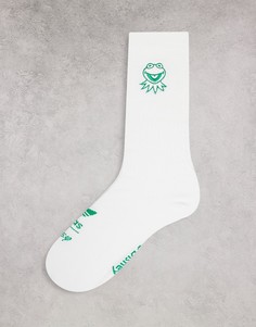 Белые носки в стиле унисекс с вышивкой лягушонка Кермита adidas Originals x Disney-Белый
