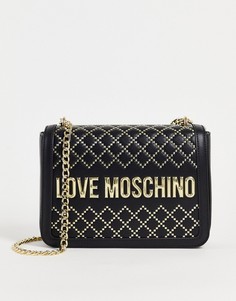 Черная стеганая сумка через плечо с логотипом Love Moschino-Черный цвет