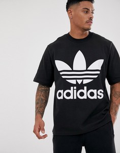 Черная oversize-футболка с логотипом adidas Originals-Черный
