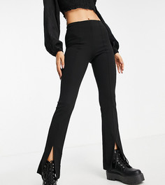 Черные расклешенные брюки с разрезами по нижнему краю Bershka Petite-Черный цвет
