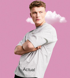 Серая меланжевая oversized-футболка с принтом логотипа ASOS Actual-Серый