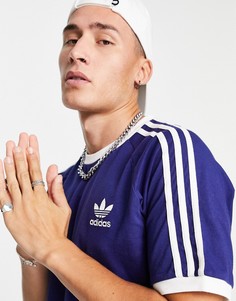 Темно-синяя футболка с тремя полосками adidas Originals adicolor-Темно-синий
