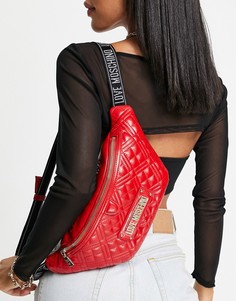 Красная стеганая сумка-кошелек на пояс с логотипом Love Moschino-Красный